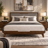 Gray Linen Headboard Bed | OROA Modern Soria