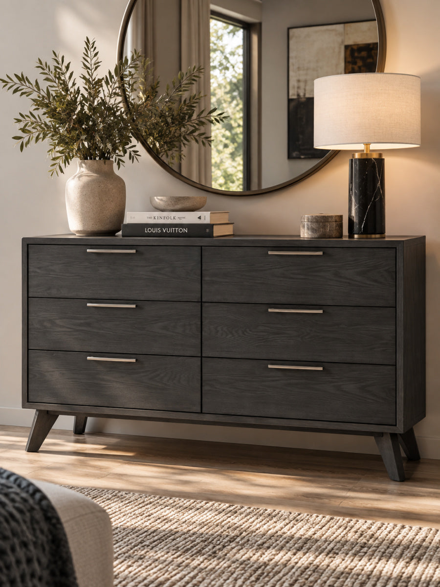 Gray Wash 6-Drawer Dresser | OROA Modern Soria