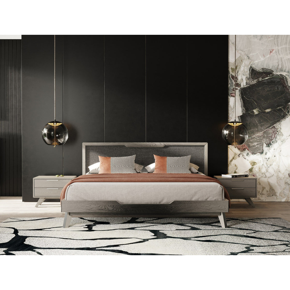 Gray Wash 2-Drawer Nightstand | OROA Modern Soria