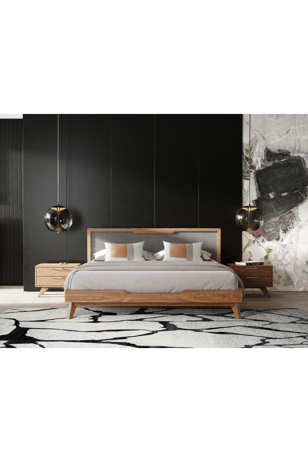 2-Drawer Walnut Nightstand | OROA Modern Soria | Oroa.com