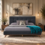 Modern European furniture - Gray Fabric Tufted Bed - www.oroa.com