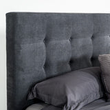 Modern European furniture - Gray Fabric Tufted Bed - www.oroa.com