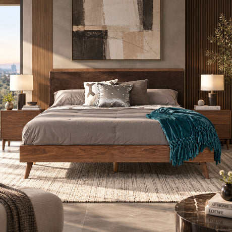 Modern European furniture - Brown Fabric Bed - www.oroa.com