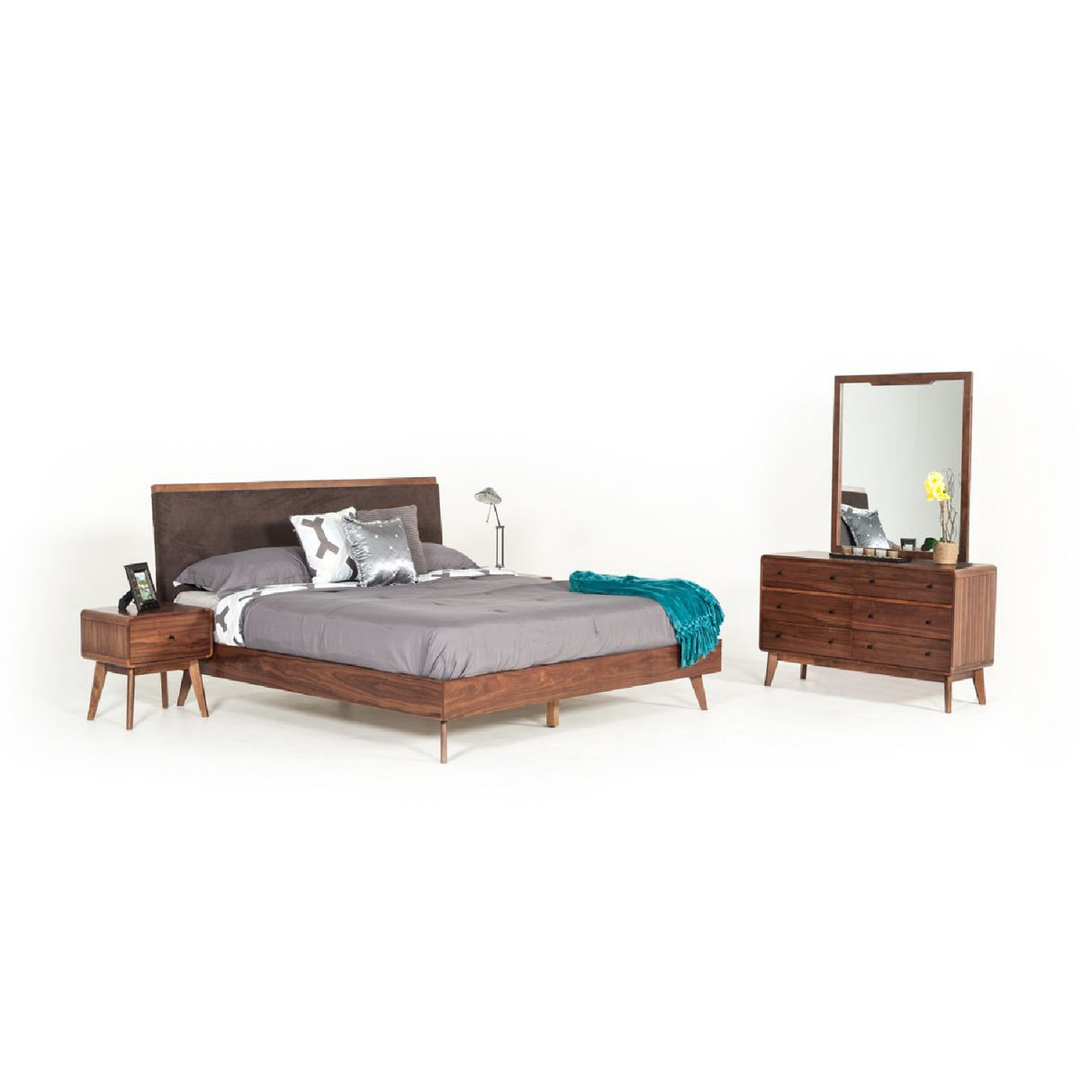 Brown Fabric Bed | OROA Modern Marshall