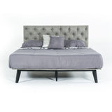 Gray Tufted Super King Bed | OROA Modern Gibson