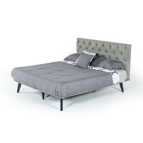 Gray Tufted Super King Bed | OROA Modern Gibson