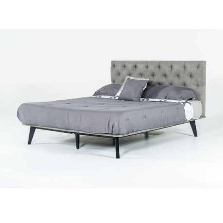 Gray Tufted Super King Bed | OROA Modern Gibson