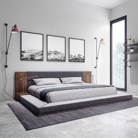 Modern European furniture - Gray & Walnut Bed - www.oroa.com