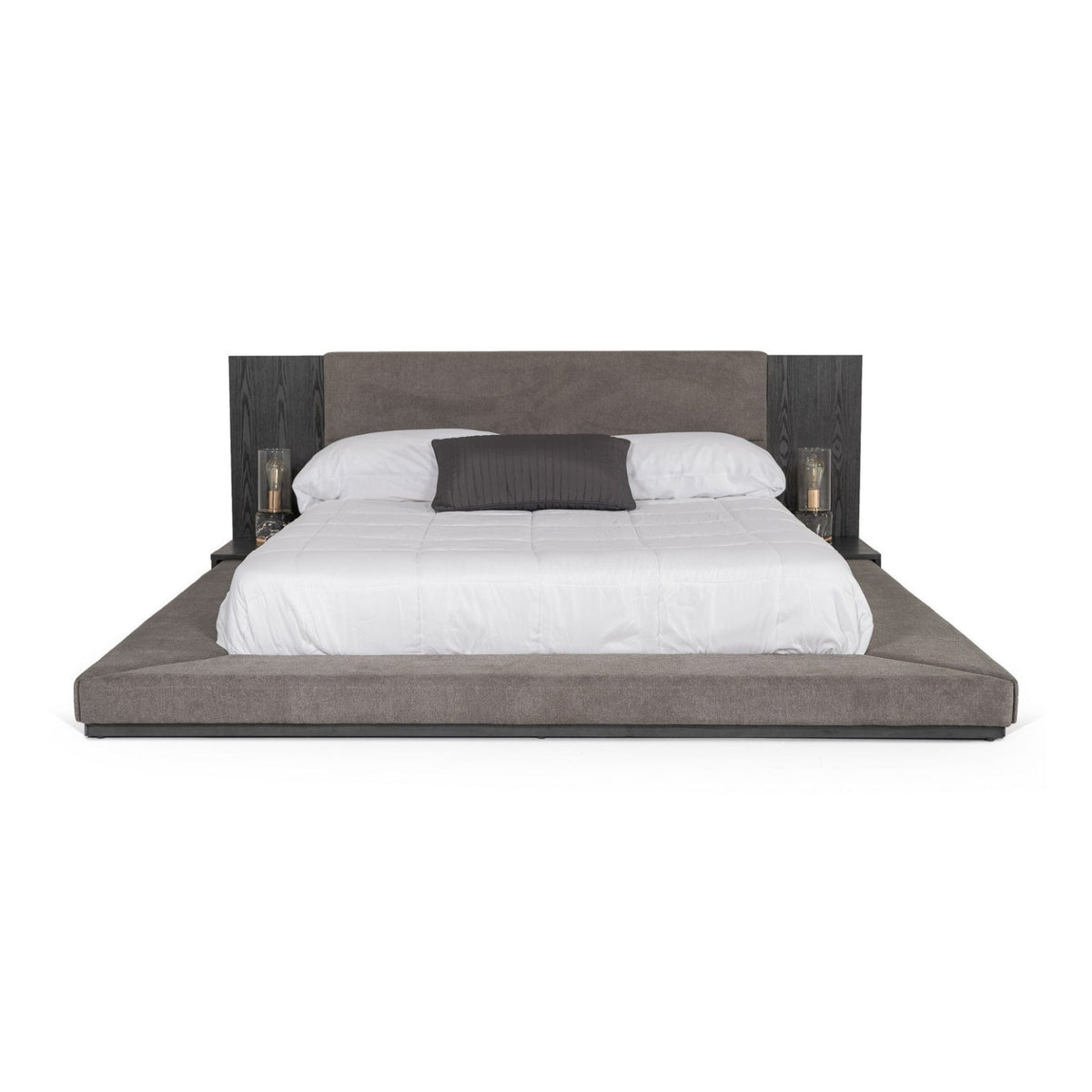 Modern European furniture - Gray Fabric Bed - www.oroa.com