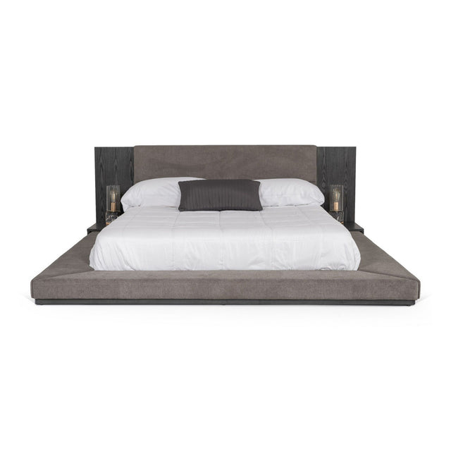 Modern European furniture - Gray Fabric Bed - www.oroa.com