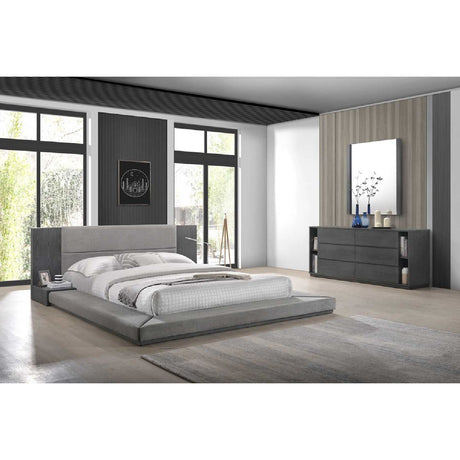 Modern European furniture - Gray Fabric Bed - www.oroa.com