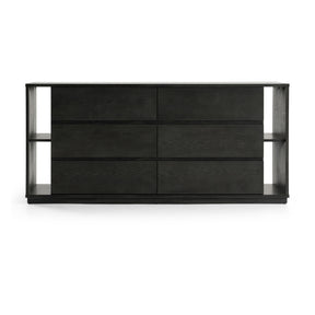 Modern European furniture - Gray 6-Drawer Dresser with Bookshelves  - www.oroa.com