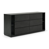 Gray 6-Drawer Dresser with Bookshelves | OROA Modern Jagger