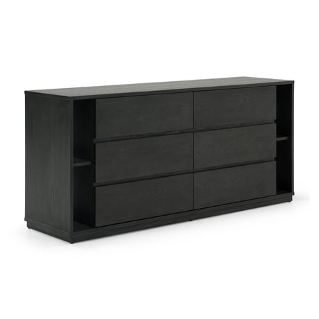 Gray 6-Drawer Dresser with Bookshelves | OROA Modern Jagger