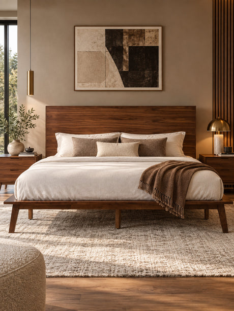 Walnut Mid-Century Bed - OROA Modern Carmen - view 2