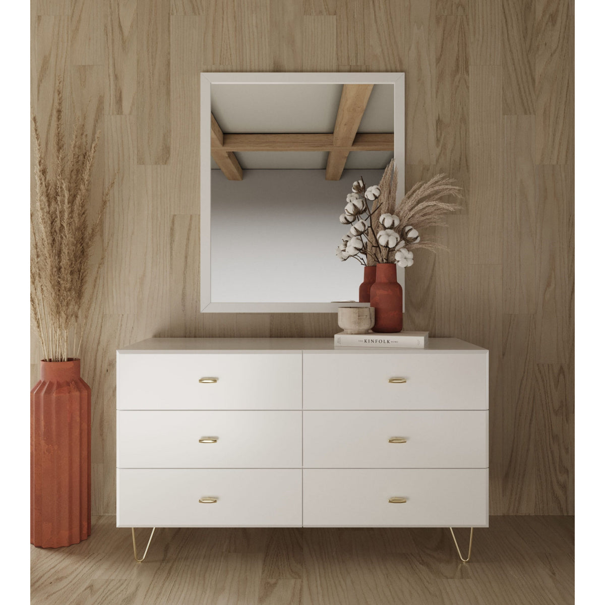 White Minimalist 6-Drawer Dresser | OROA Modern Bryan