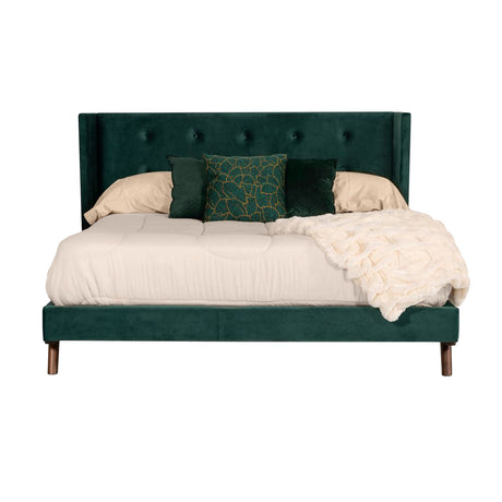 Modern European furniture - Green Velvet Tufted Bed - www.oroa.com
