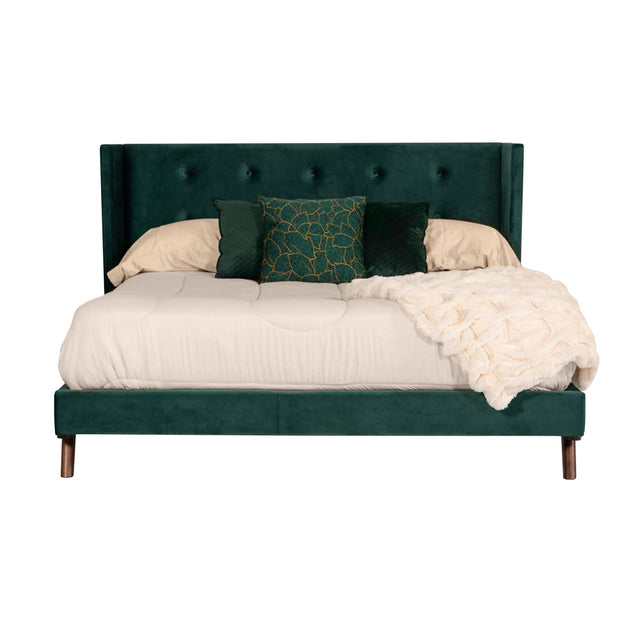Modern European furniture - Green Velvet Tufted Bed - www.oroa.com