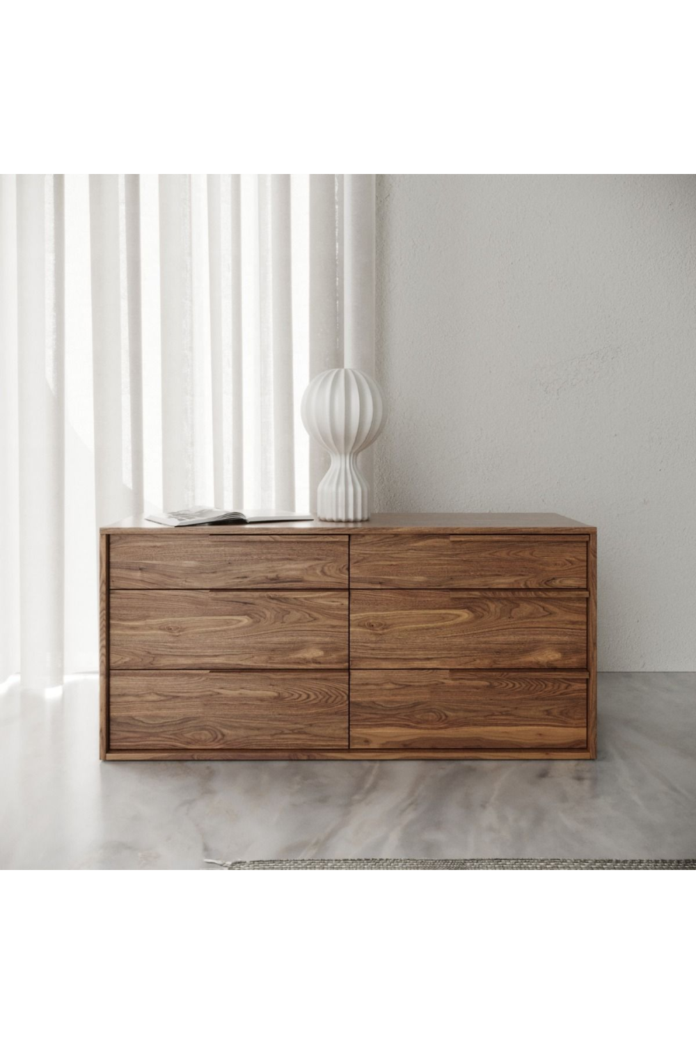 6-Drawer Walnut Veneer Dresser | OROA Modern Amberlie | Oroa.com