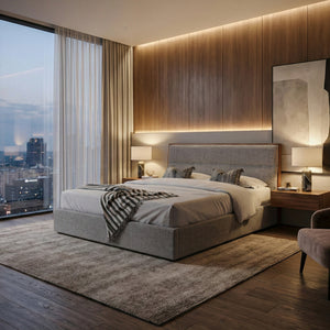   Gray Walnut-Trimmed Bed | Oroa.com