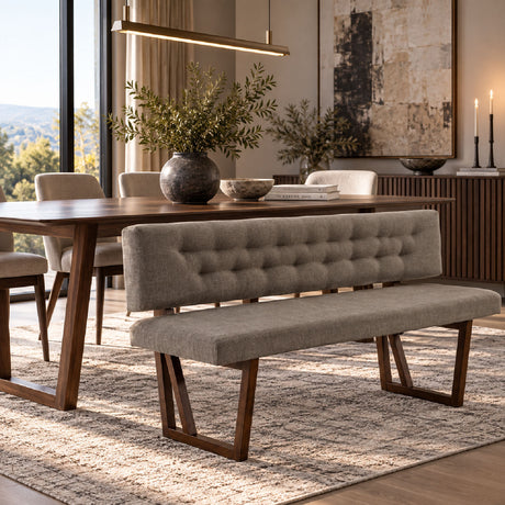 Gray Tufted Dining Bench - OROA Modern Jordan - view 2