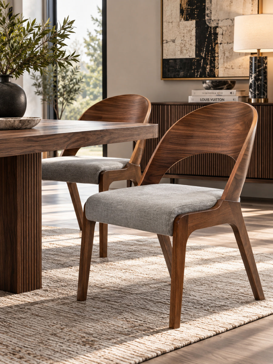 Walnut Open-Back Dining Chairs (2) | OROA Modern Runyon