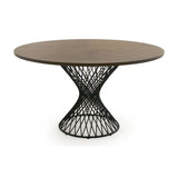 Walnut Veneer Round Dining Table | OROA Modern Theresa