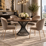 Walnut Veneer Round Dining Table | OROA Modern Theresa