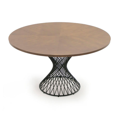 Walnut Veneer Round Dining Table | OROA Modern Theresa