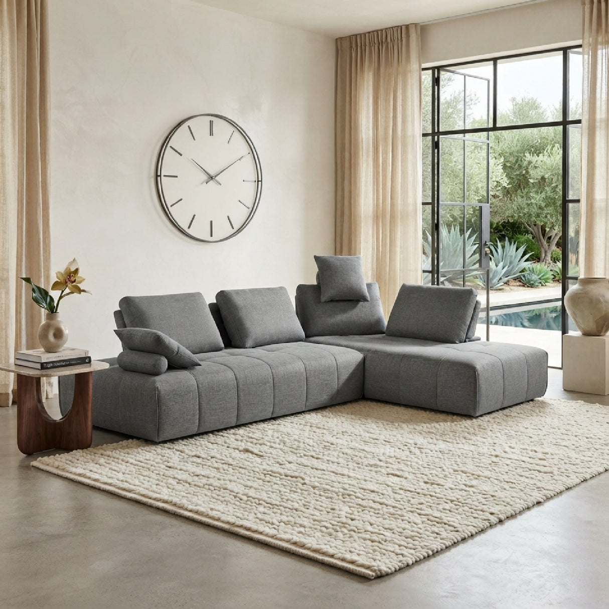 Gray Tufted Modular Sofa | OROA Modern Edgar