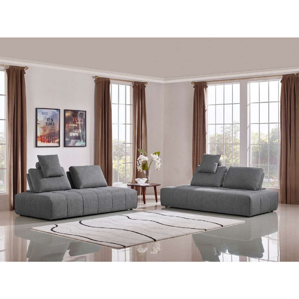 Gray Tufted Modular Sofa | OROA Modern Edgar
