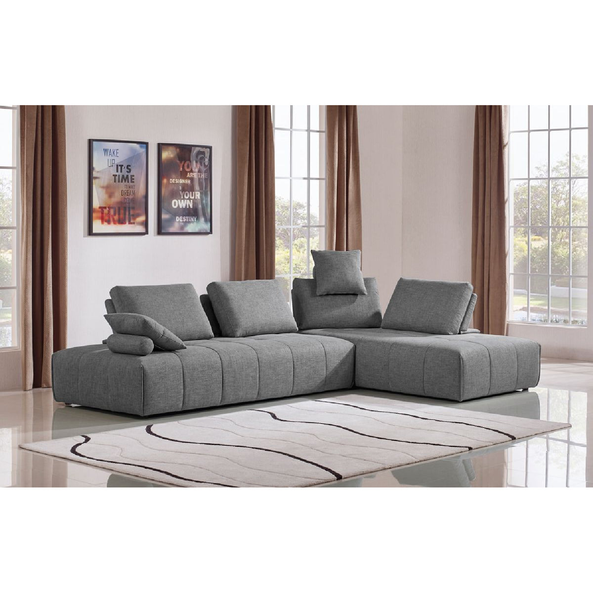 Gray Tufted Modular Sofa | OROA Modern Edgar