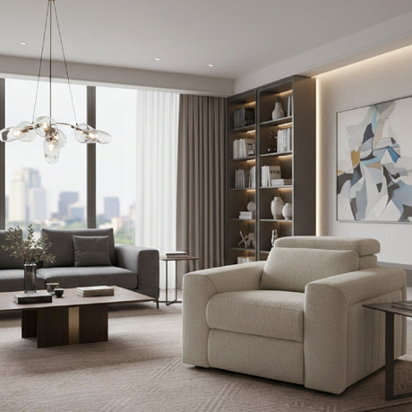 Beige Power Recliner Lounge Chair | OROA Modern Gering