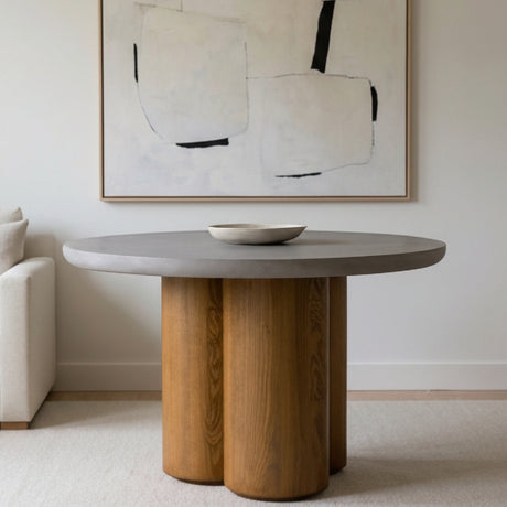Walnut Base Round Dining Table | OROA Modern Bateman