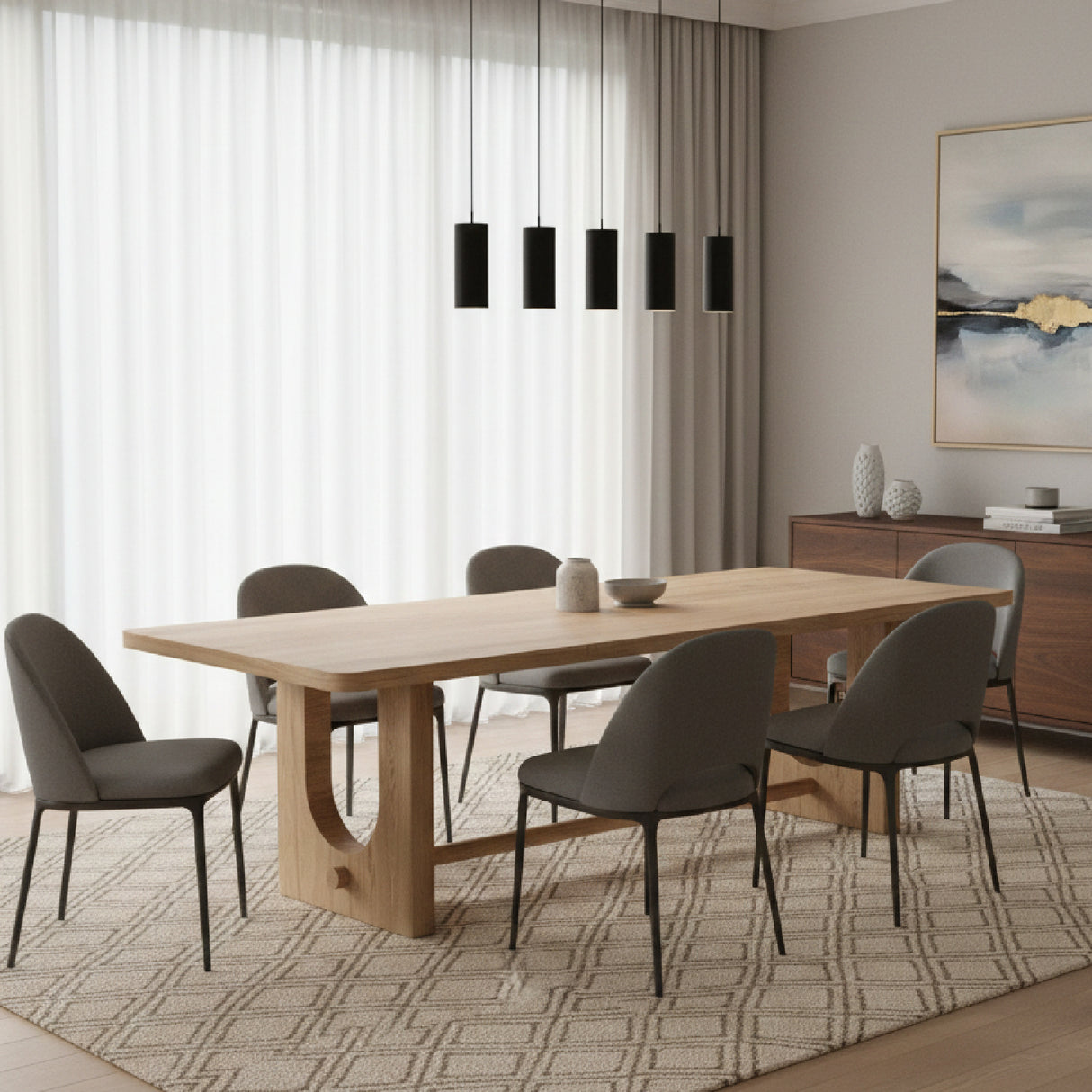   Trestle Base Oak Dining Table | Oroa.com