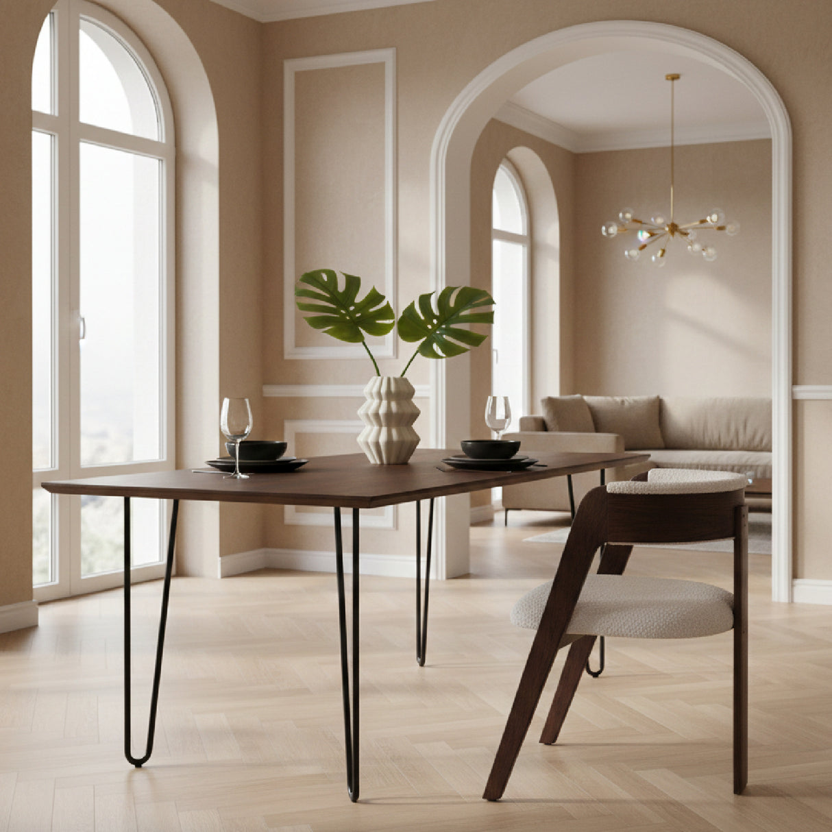   Wood Framed Curve Dining Chairs (2) | Oroa.com