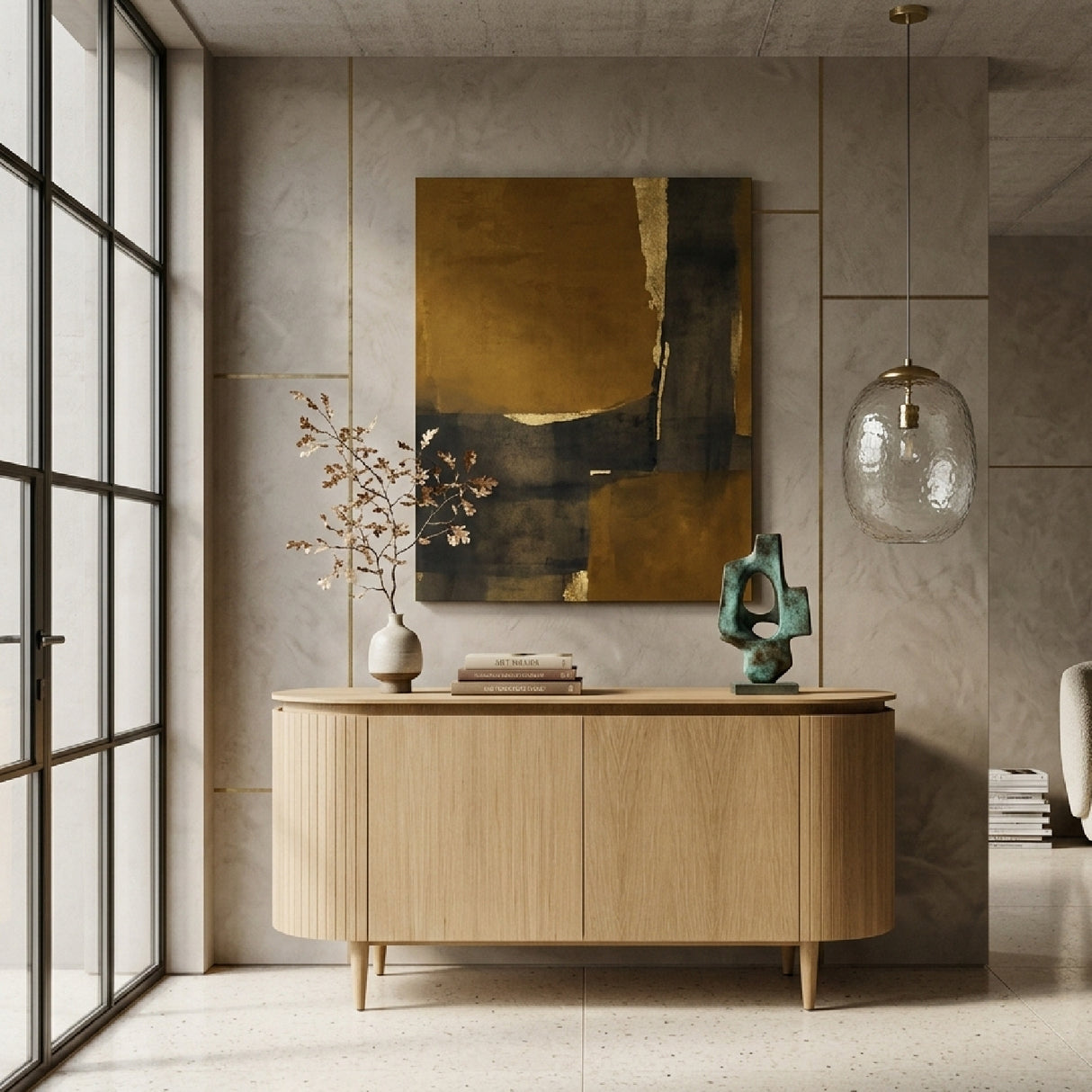   Oak 4-Door Oval Sideboard | Oroa.com