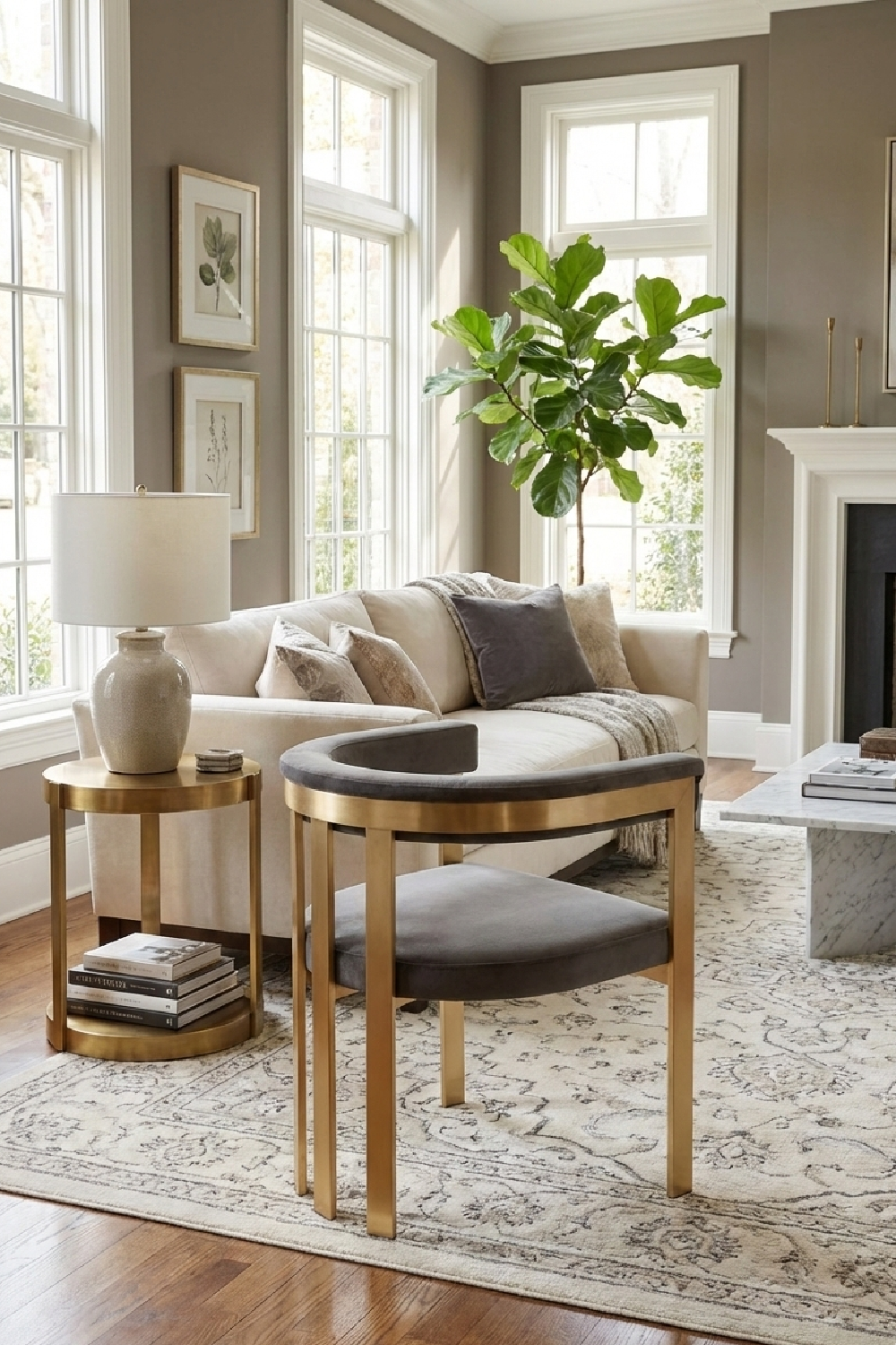 Curved Gray Velvet Accent Chair | OROA Modern Kersey | Oroa.com