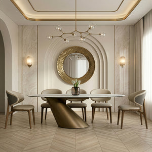   Modern European furniture - Brushed Brass Tilted Dining Table - www.oroa.com | Oroa.com
