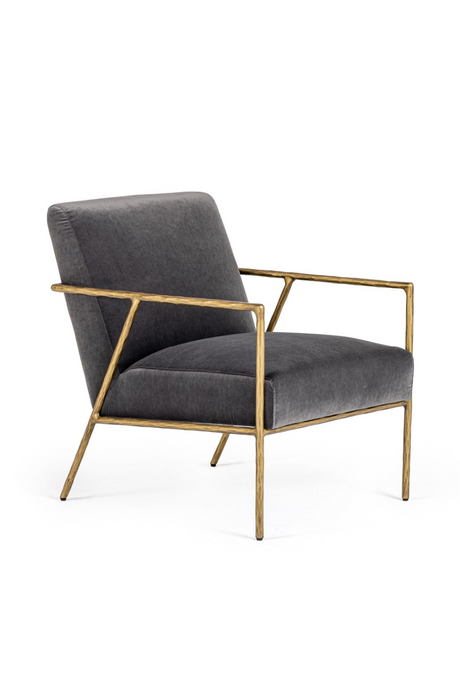 Gold-Framed Gray Velvet Accent Chair | OROA Modern Gibbons | Oroa.com