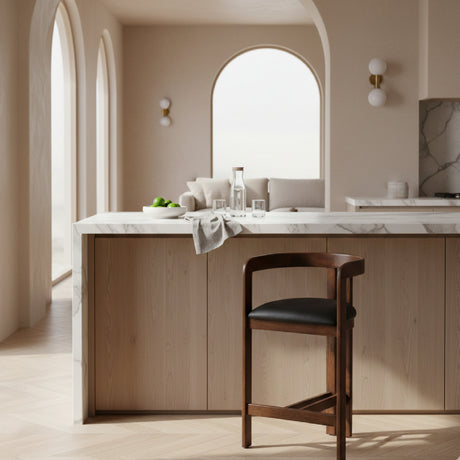   Black Vegan Leather Counter Chair | Oroa.com