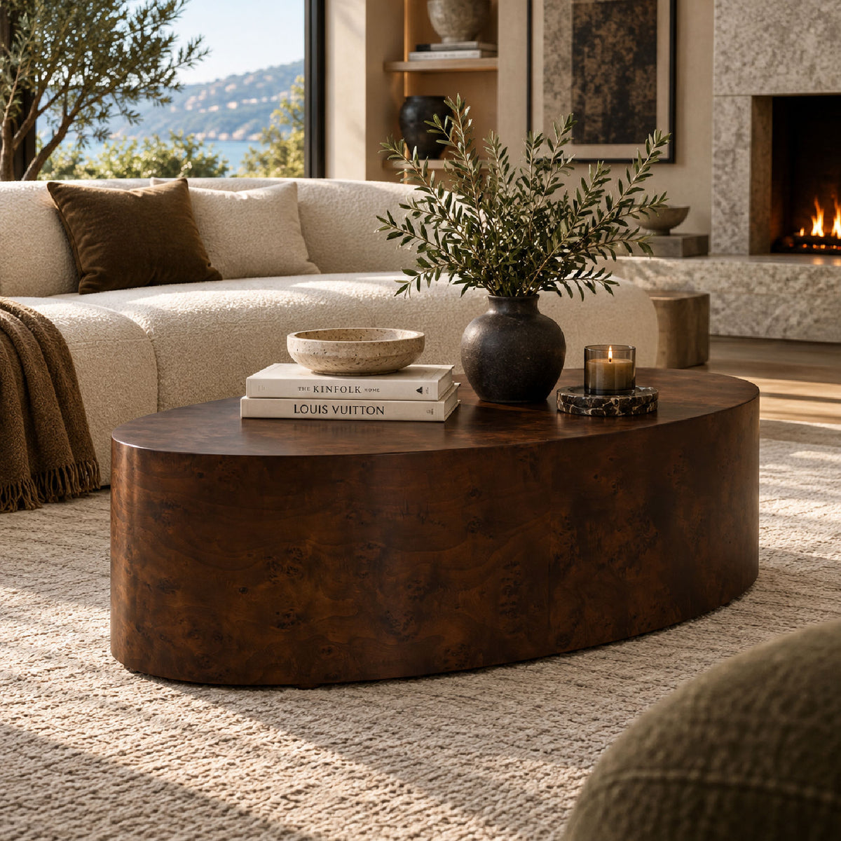 Walnut Burl Oval Coffee Table | OROA Modern August