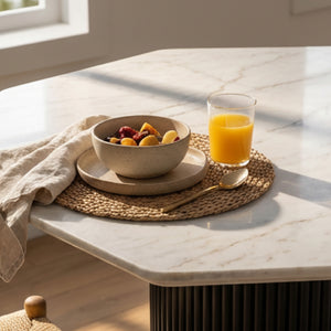   Hexagonal White Marble Dining Table | Oroa.com