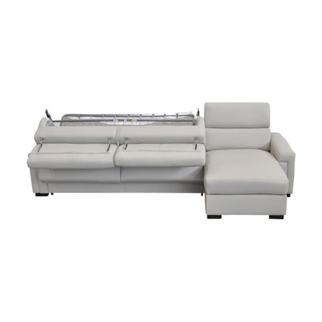 Gray Leather Reversible Sectional Sofa | OROA Modern Sacha