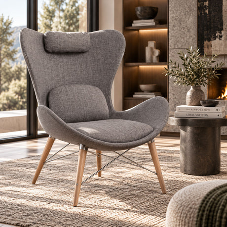 Gray Fabric Ergonomic Accent Chair - OROA Modern Britt - view 2