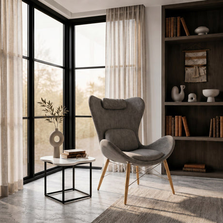 Gray Fabric Ergonomic Accent Chair - OROA Modern Britt - view 3