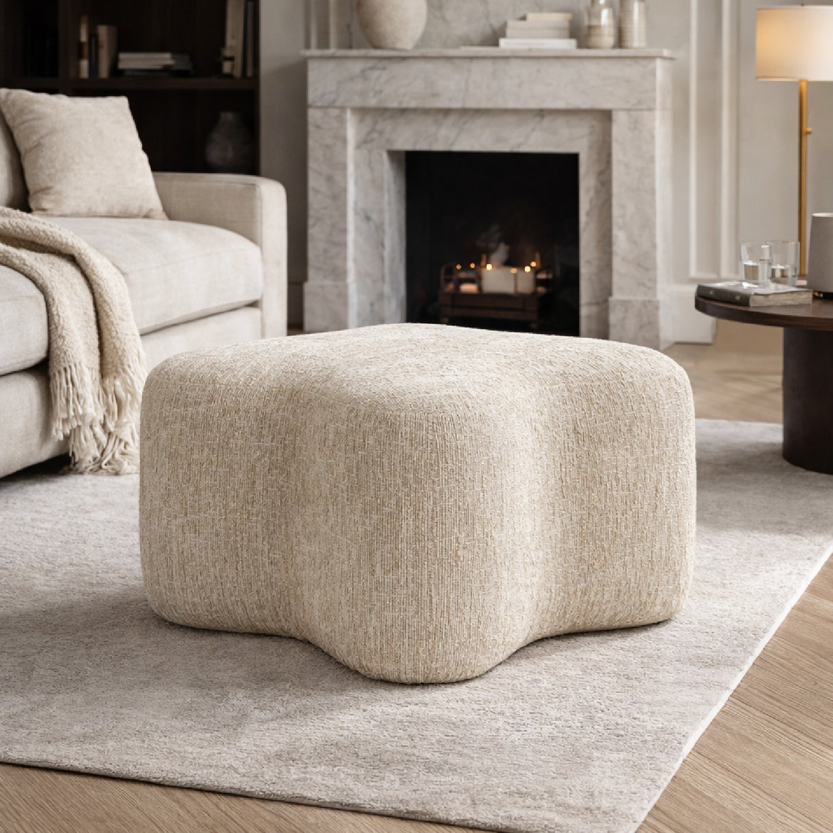   Beige Curved Ottoman | Oroa.com