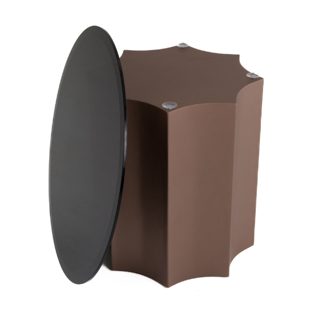 Black Mirror Round End Table | OROA Modern Ingram