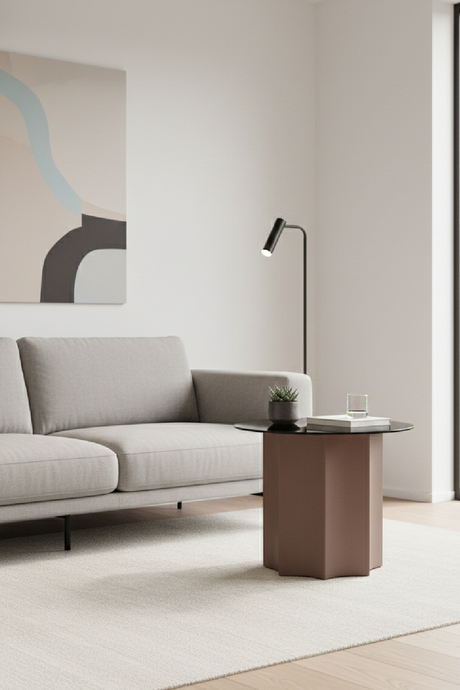 Black Mirror Round End Table | OROA Modern Ingram