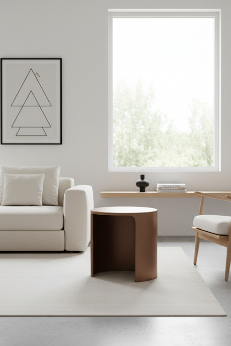 Olive Brown Round End Table | OROA Modern Laura